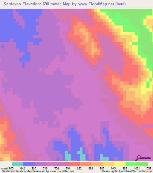 Sardavan,Iran Elevation Map