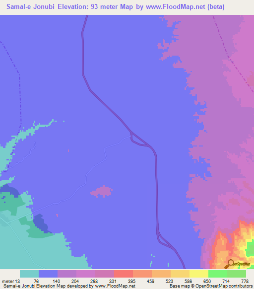 Samal-e Jonubi,Iran Elevation Map