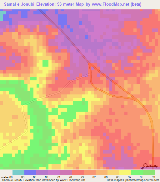 Samal-e Jonubi,Iran Elevation Map