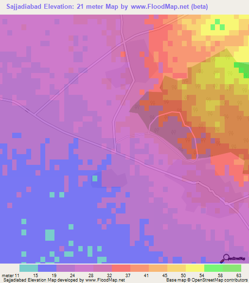 Sajjadiabad,Iran Elevation Map