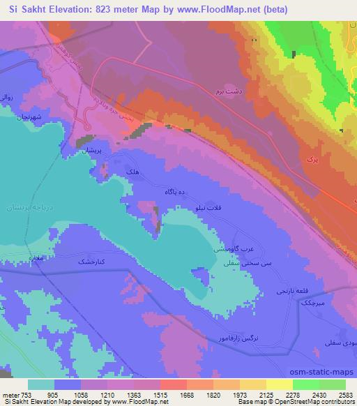 Si Sakht,Iran Elevation Map