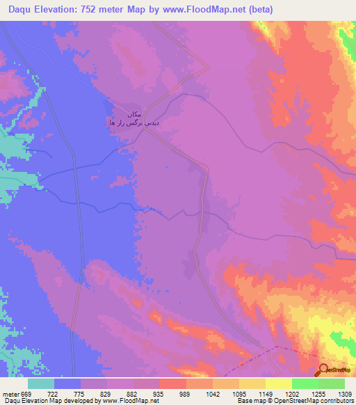 Daqu,Iran Elevation Map