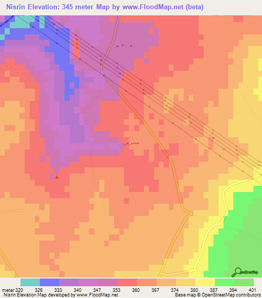 Nisrin,Syria Elevation Map