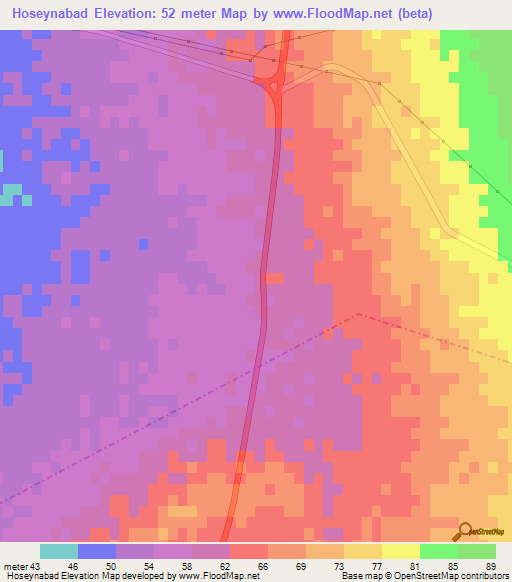 Hoseynabad,Iran Elevation Map