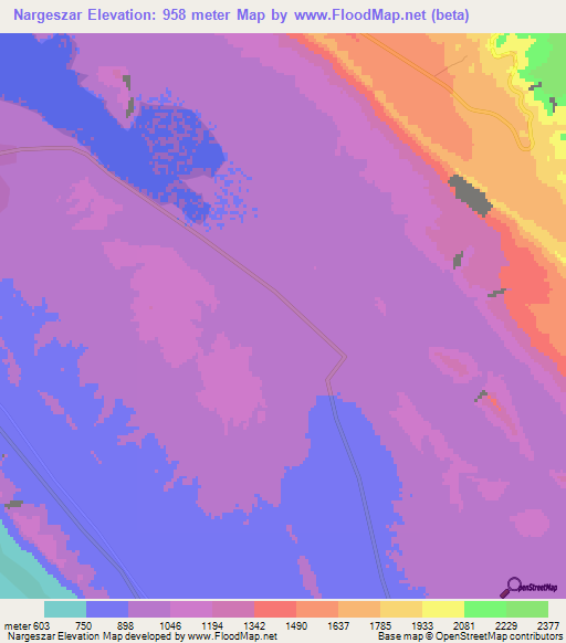 Nargeszar,Iran Elevation Map
