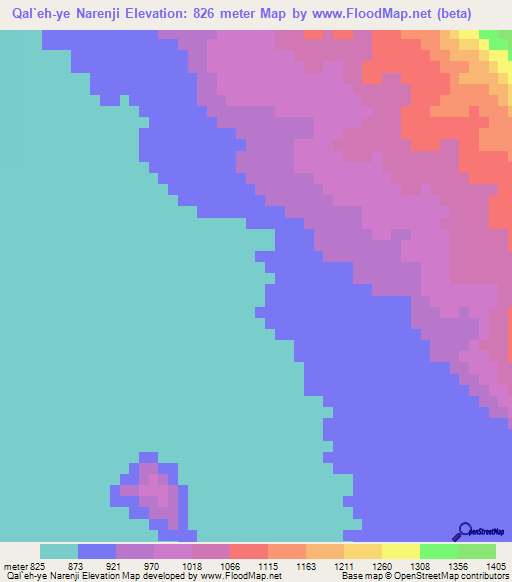Qal`eh-ye Narenji,Iran Elevation Map