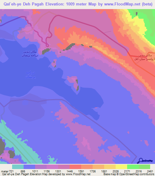 Qal`eh-ye Deh Pagah,Iran Elevation Map