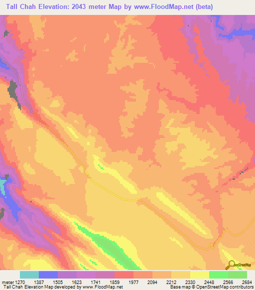Tall Chah,Iran Elevation Map
