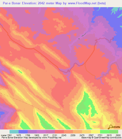 Par-e Bonar,Iran Elevation Map