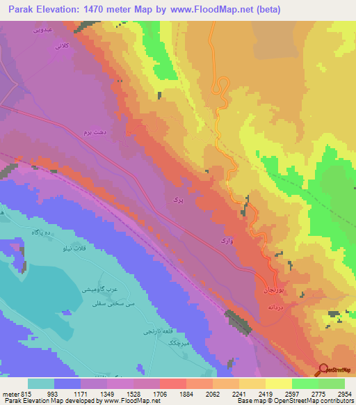 Parak,Iran Elevation Map