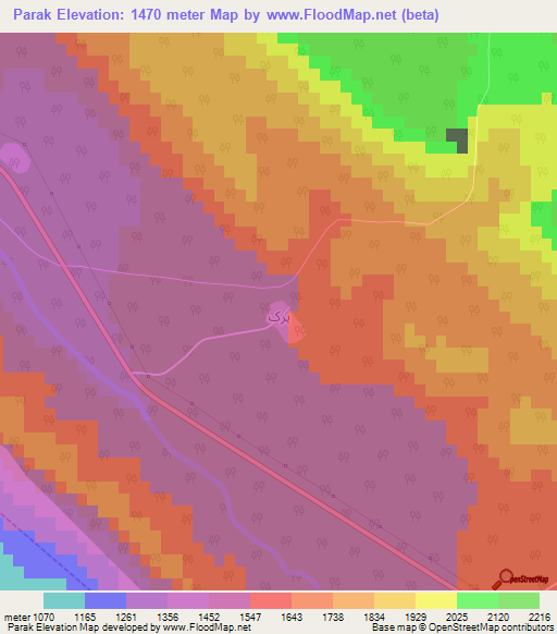 Parak,Iran Elevation Map