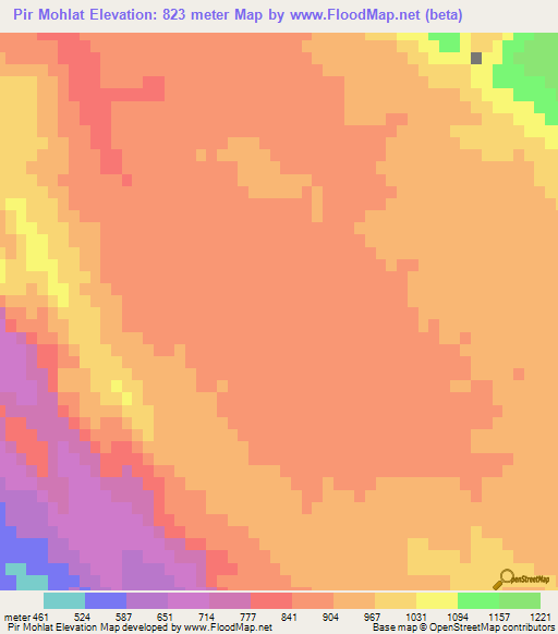 Pir Mohlat,Iran Elevation Map