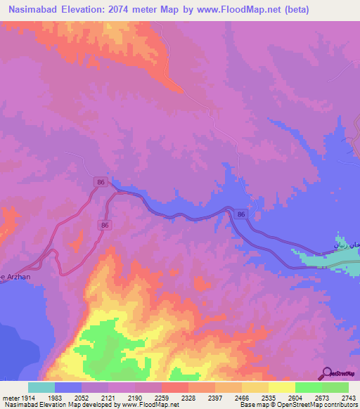 Nasimabad,Iran Elevation Map