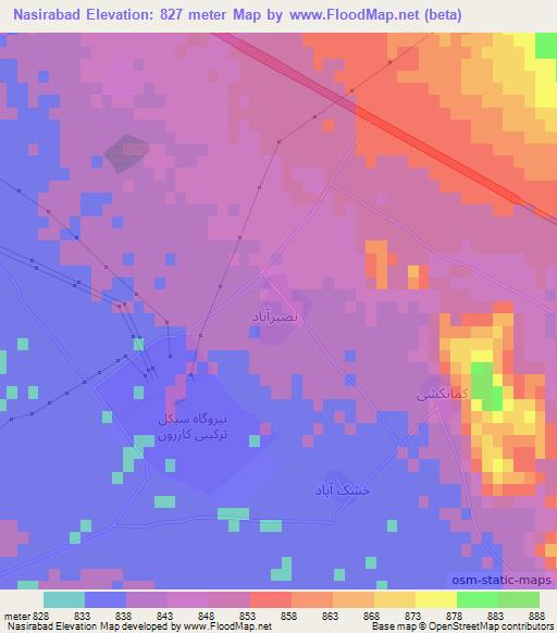 Nasirabad,Iran Elevation Map