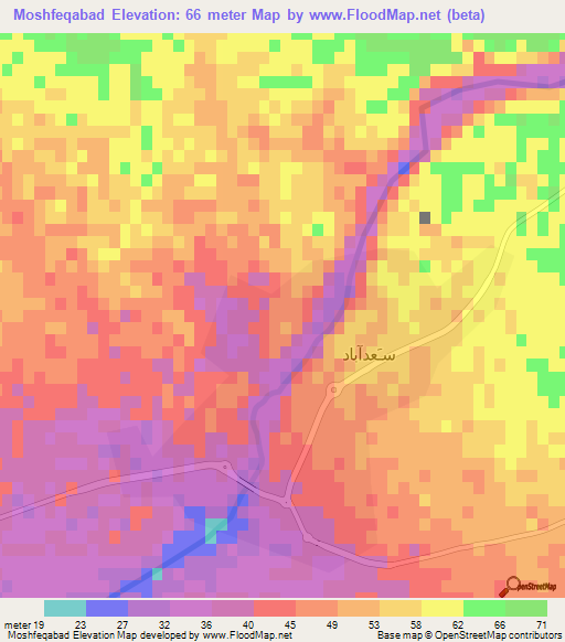 Moshfeqabad,Iran Elevation Map