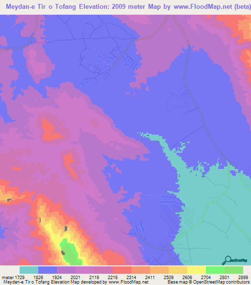 Meydan-e Tir o Tofang,Iran Elevation Map