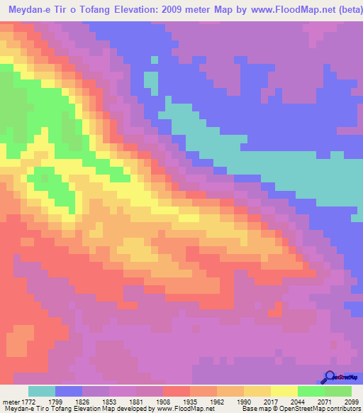 Meydan-e Tir o Tofang,Iran Elevation Map