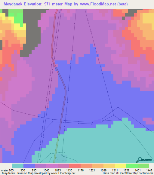 Meydanak,Iran Elevation Map