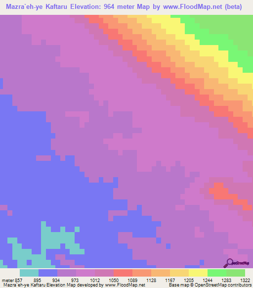 Mazra`eh-ye Kaftaru,Iran Elevation Map