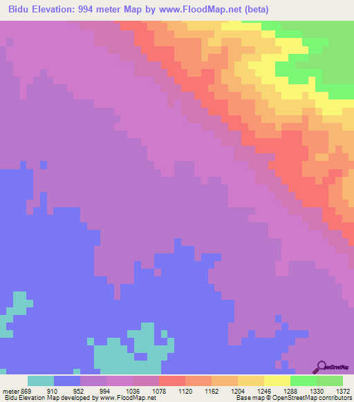 Bidu,Iran Elevation Map