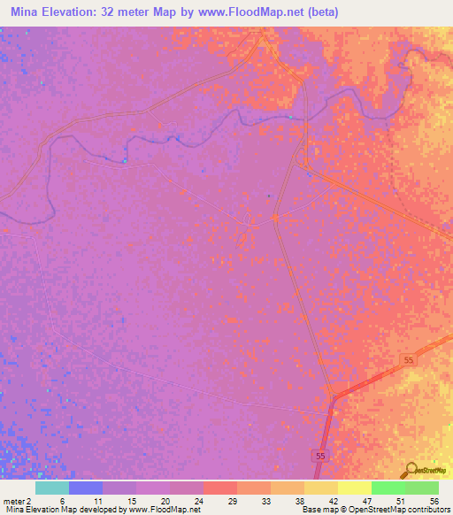 Mina,Iran Elevation Map