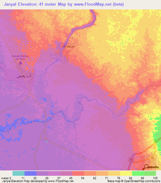 Janyal,Iran Elevation Map