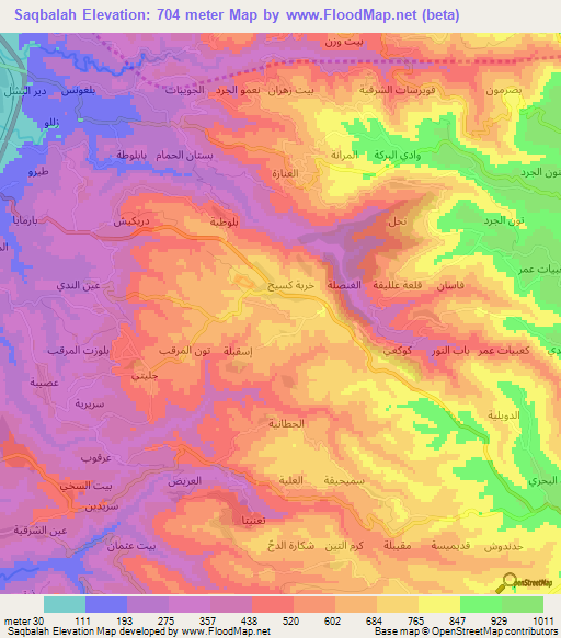 Saqbalah,Syria Elevation Map