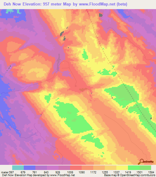 Deh Now,Iran Elevation Map