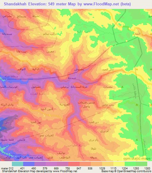 Shandakhah,Syria Elevation Map
