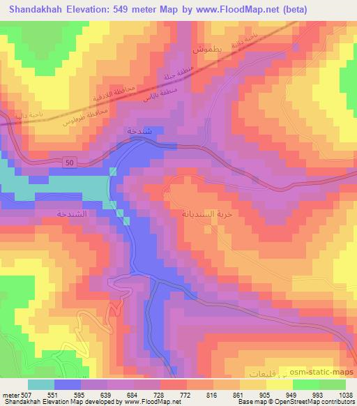 Shandakhah,Syria Elevation Map