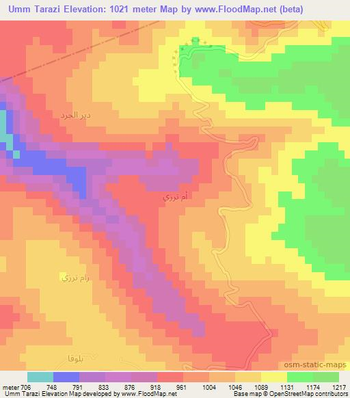 Umm Tarazi,Syria Elevation Map