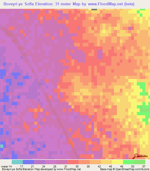 Boveyri-ye Sofla,Iran Elevation Map