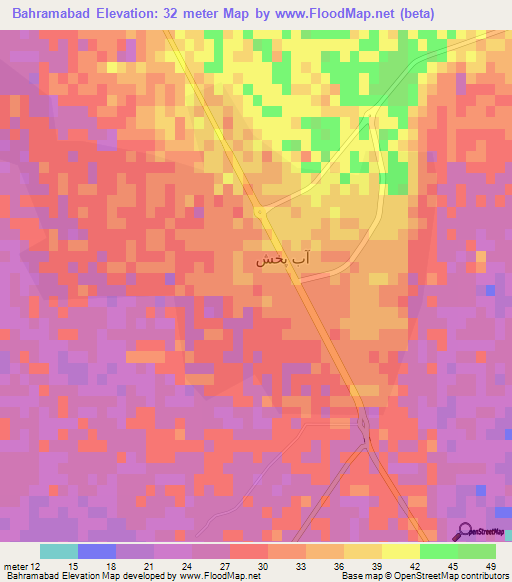 Bahramabad,Iran Elevation Map