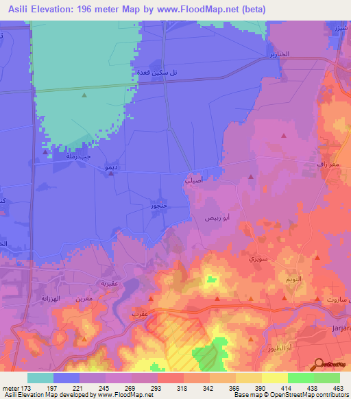 Asili,Syria Elevation Map