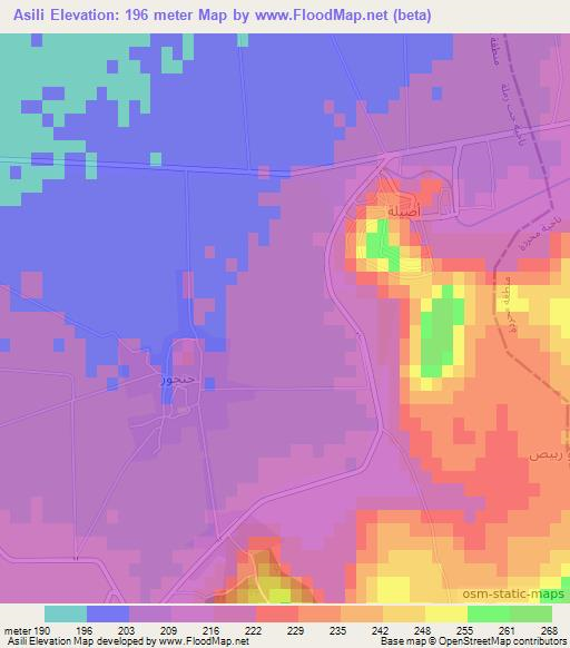 Asili,Syria Elevation Map