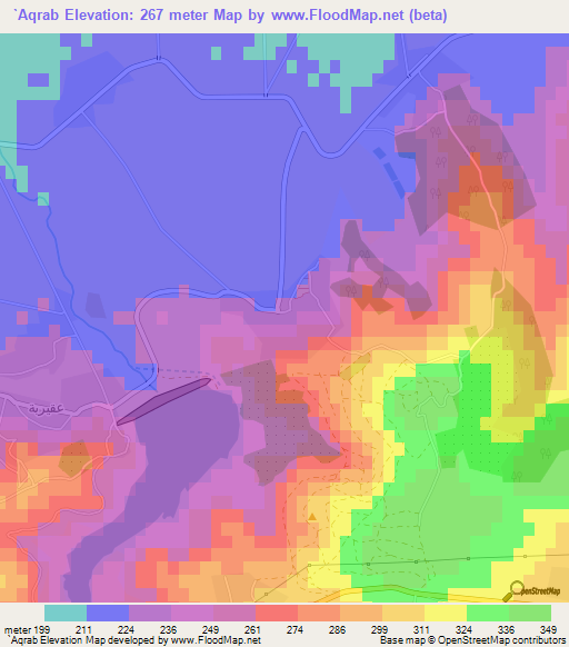 `Aqrab,Syria Elevation Map