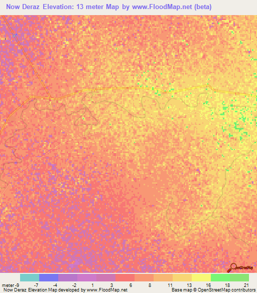 Now Deraz,Iran Elevation Map