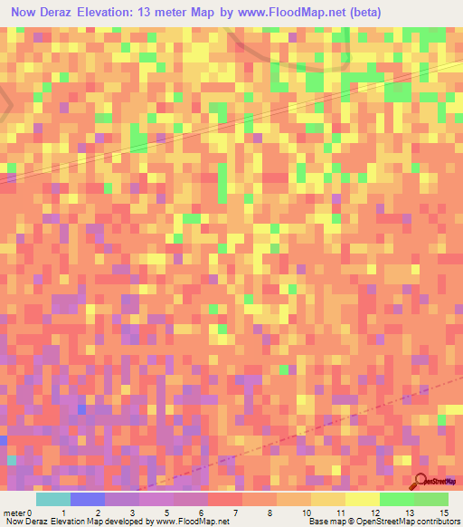 Now Deraz,Iran Elevation Map