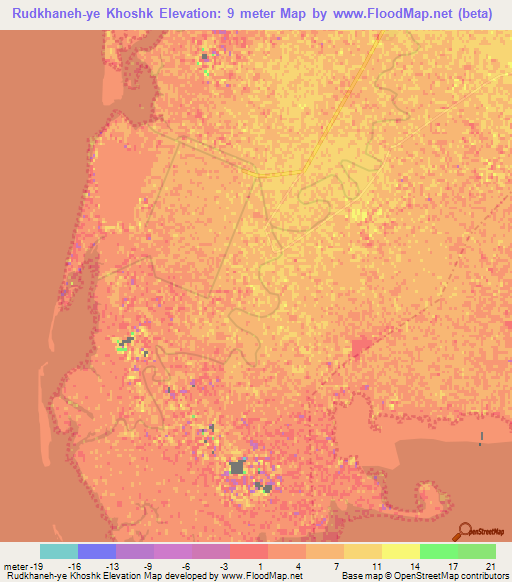 Rudkhaneh-ye Khoshk,Iran Elevation Map
