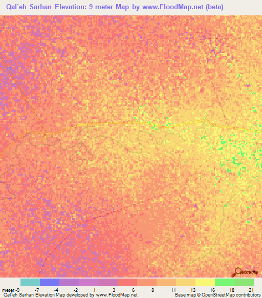 Qal`eh Sarhan,Iran Elevation Map