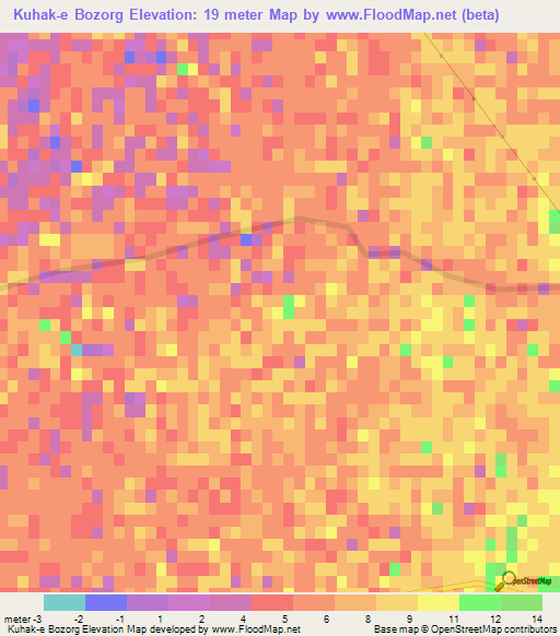 Kuhak-e Bozorg,Iran Elevation Map