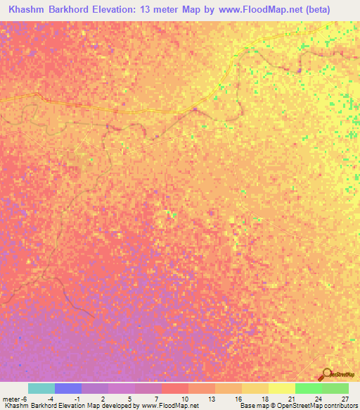 Khashm Barkhord,Iran Elevation Map