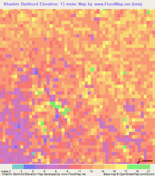 Khashm Barkhord,Iran Elevation Map