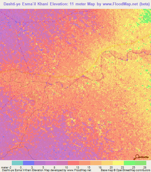 Dashti-ye Esma`il Khani,Iran Elevation Map