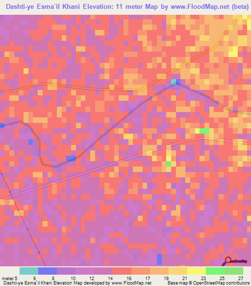 Dashti-ye Esma`il Khani,Iran Elevation Map