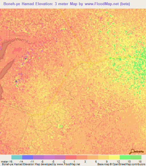 Boneh-ye Hamad,Iran Elevation Map