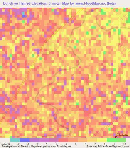 Boneh-ye Hamad,Iran Elevation Map