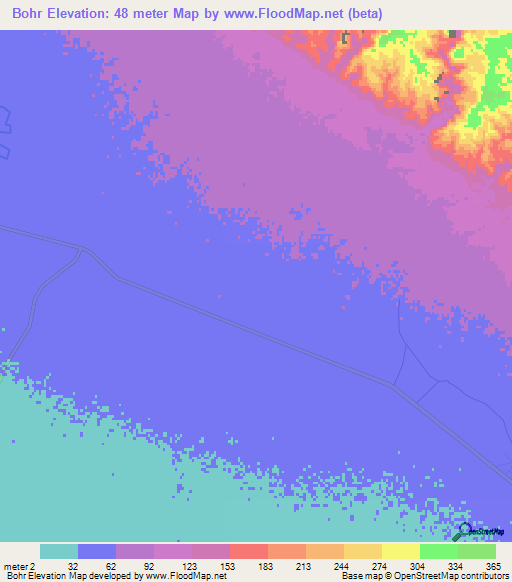 Bohr,Iran Elevation Map
