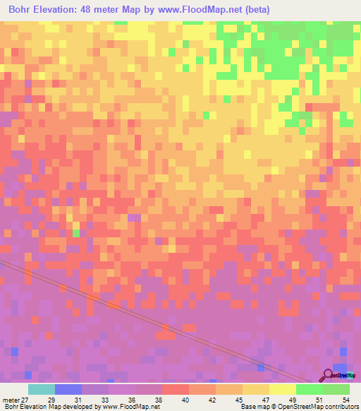 Bohr,Iran Elevation Map