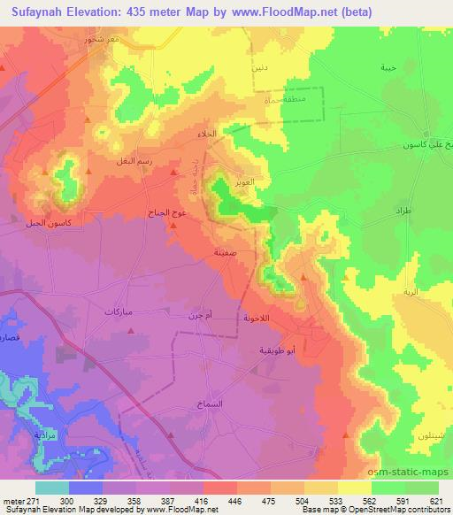 Sufaynah,Syria Elevation Map